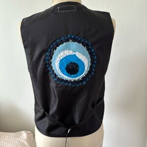VÄLËRÏNÄ Up cycle Evil Eye Black Vest Size M